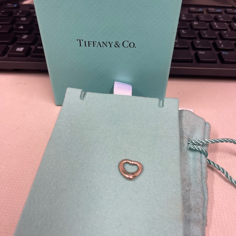 Tiffany & Co. Silver Heart Charm with Blue Packaging- does not include chain